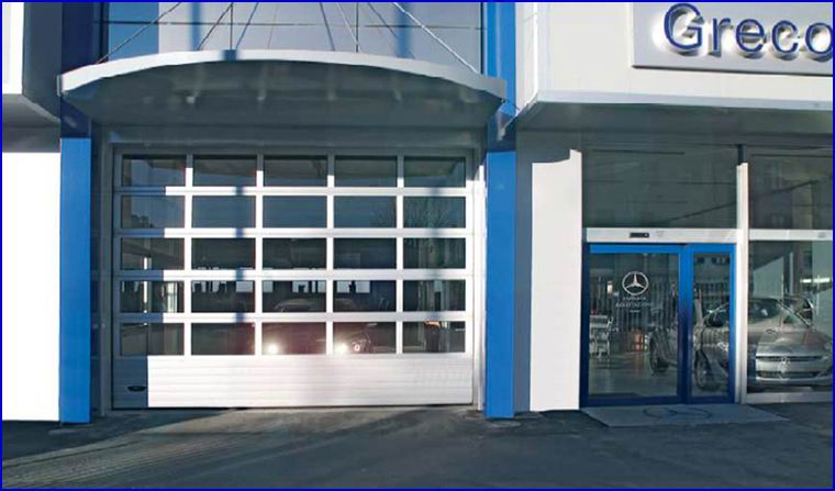 DITEC ipari kapu FULL VISION panoráma ablakokkal