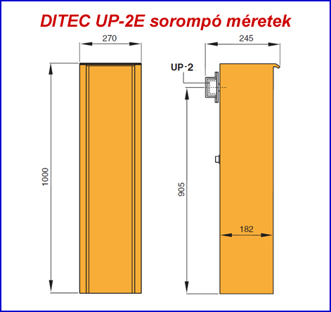 DITEC UP-2E sorompó méretek