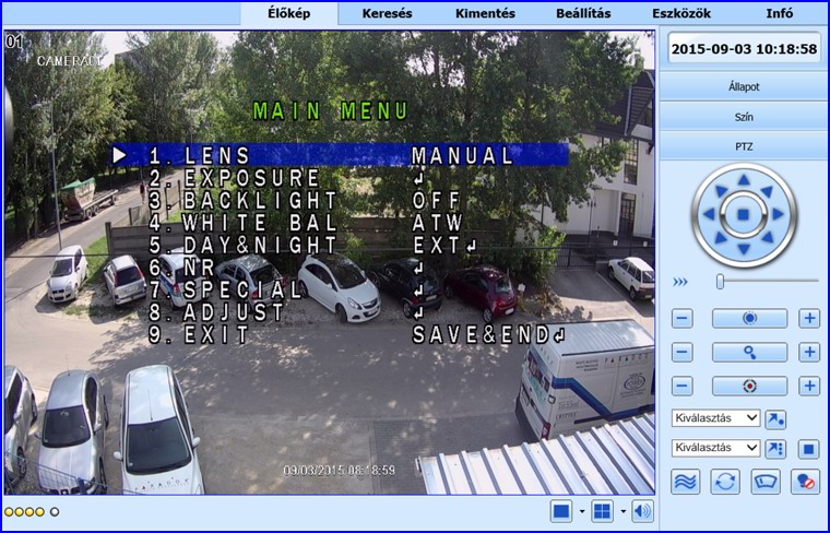 FULL HD kamera rendszer OSD menü